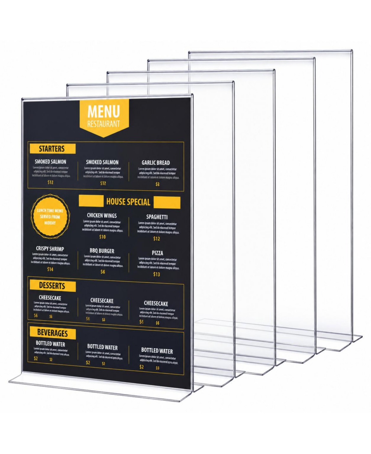Lowking 4-Pack Double-Sided Acrylic Sign Holder Tabletop Display Stand for Menu, Photo, Office & Home Organizer - Default
