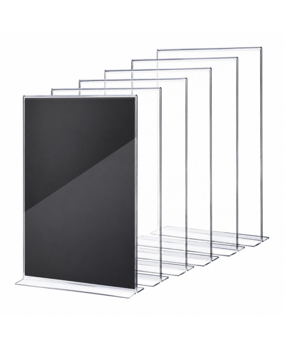 Lowking 4-Pack Double-Sided Acrylic Sign Holder Tabletop Display Stand for Menu, Photo, Office & Home Organizer - Clear