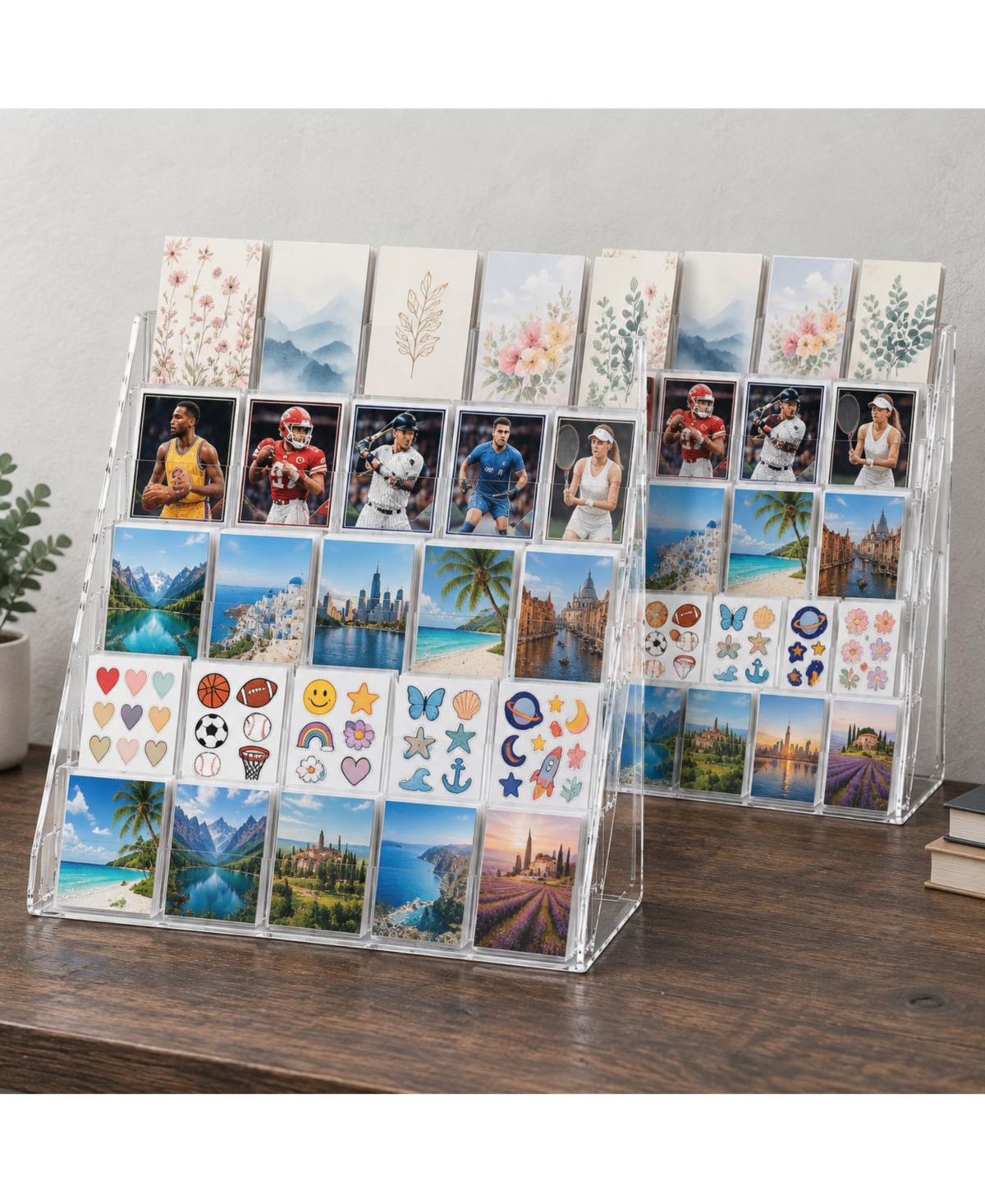 Lowking 2 Pack 5 Tier Clear Acrylic Greeting Card Display Stand For Vendor Booths Retail Counters - Open Miscellaneous