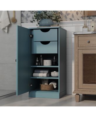 100% Solid Wood Bathroom Linen Cabinet, 16.5"W x 35.75"H, Shaker Door, 2 Drawers and Adjustable Shelves