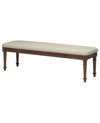 59.8" Upholstered Wood Bed Bench with Turned Legs and Linen Seat