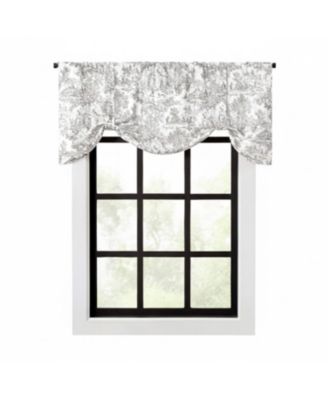 100% Cotton Victoria Park Toile Tie Up Window Valance Includes 2 Looped Ties 60" x 24" Grey