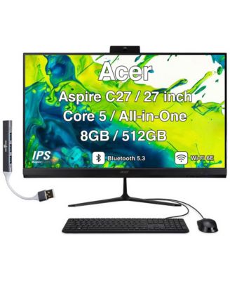 All-in-One Desktop,27 IPS FHD Display (Intel Core 5 120U, 8GB, 512GB SSD, Integrated Graphics, Win 11 Home) with USB Hub