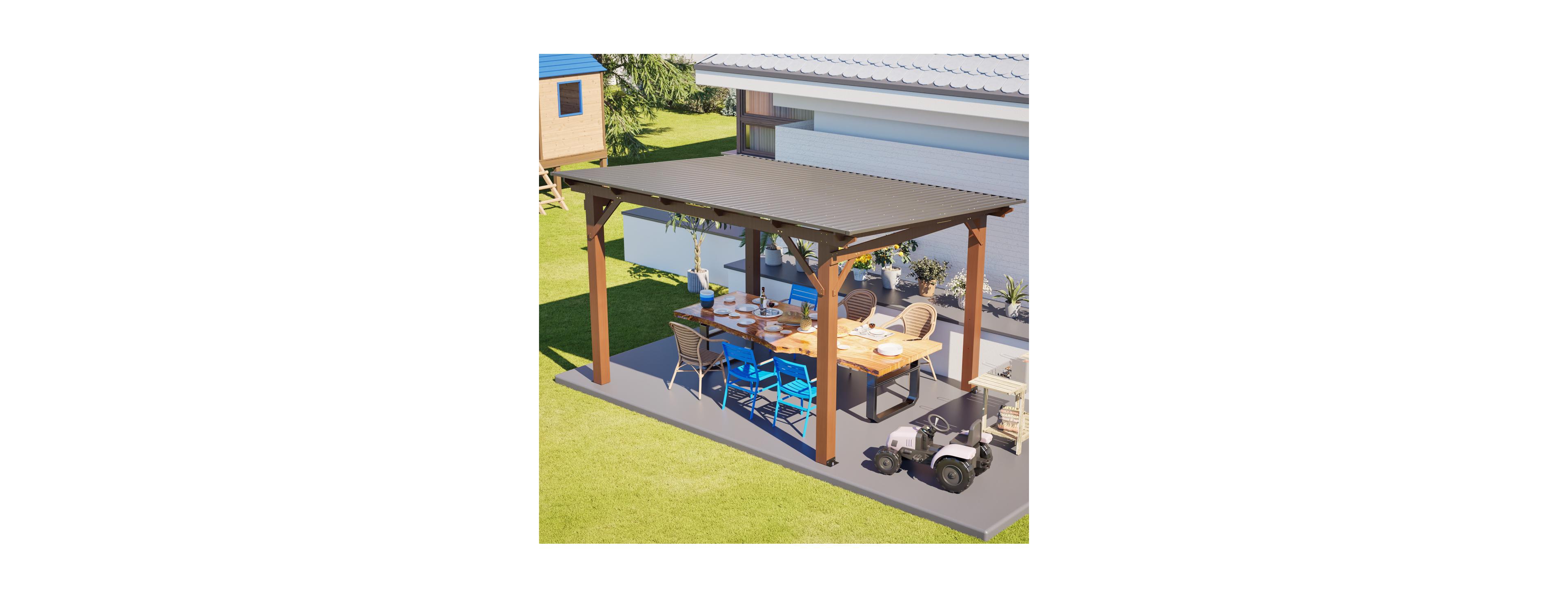 Streamdale Furniture 13x10ft Wooden Garden Gazebo with Metal Roof