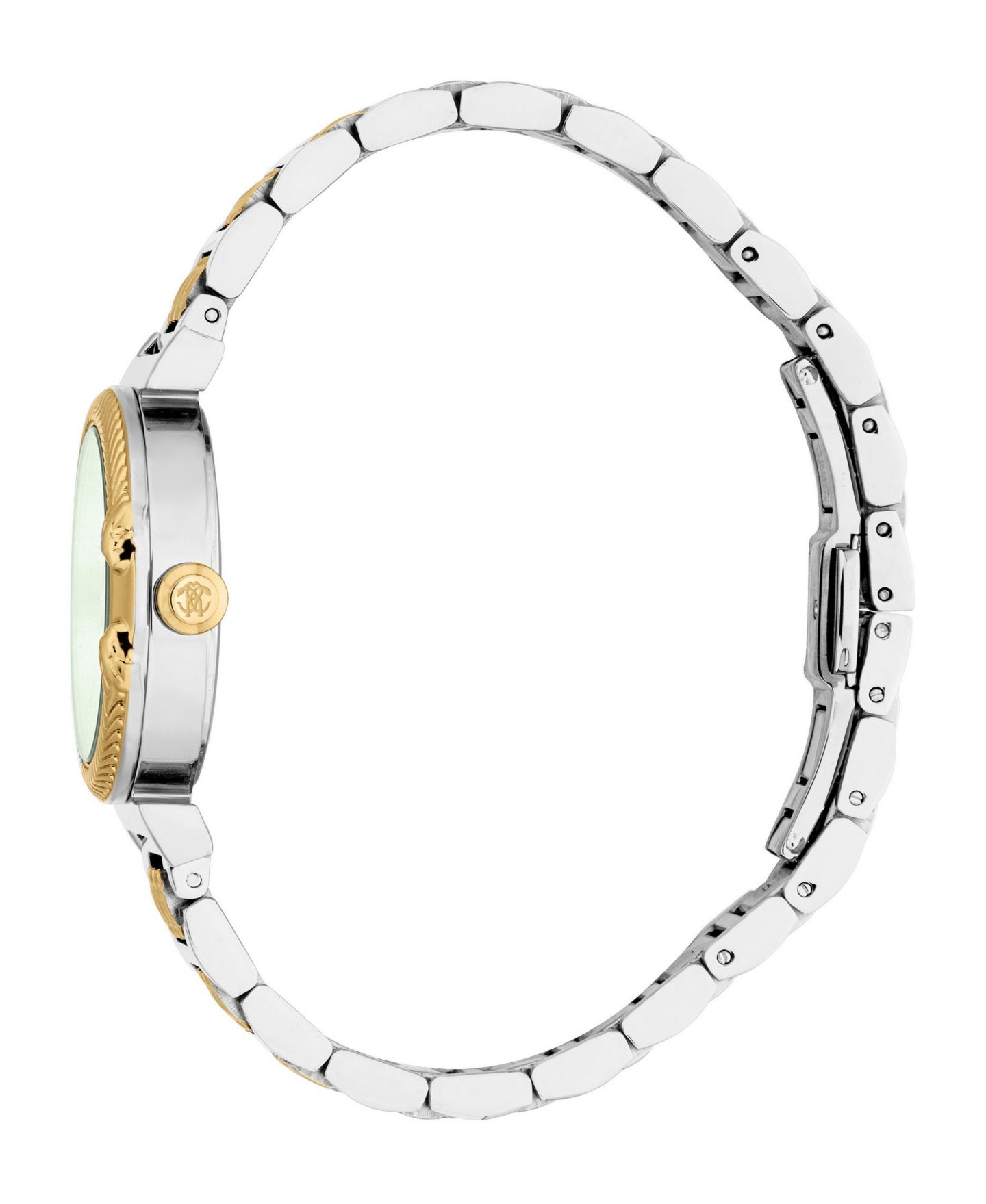 Женские часы Roberto Cavalli Quartz Lady Two-Tone Stainless Steel Bracelet Watch, Water-Resistant, 30mm, цвет: Двухцветный — фото 3