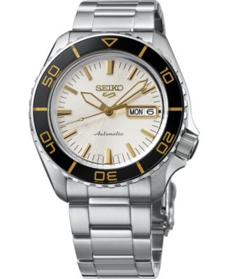 Men's Seiko 5 Sports Silver-Tone Stainless Steel Bracelet Watch 42.5mm