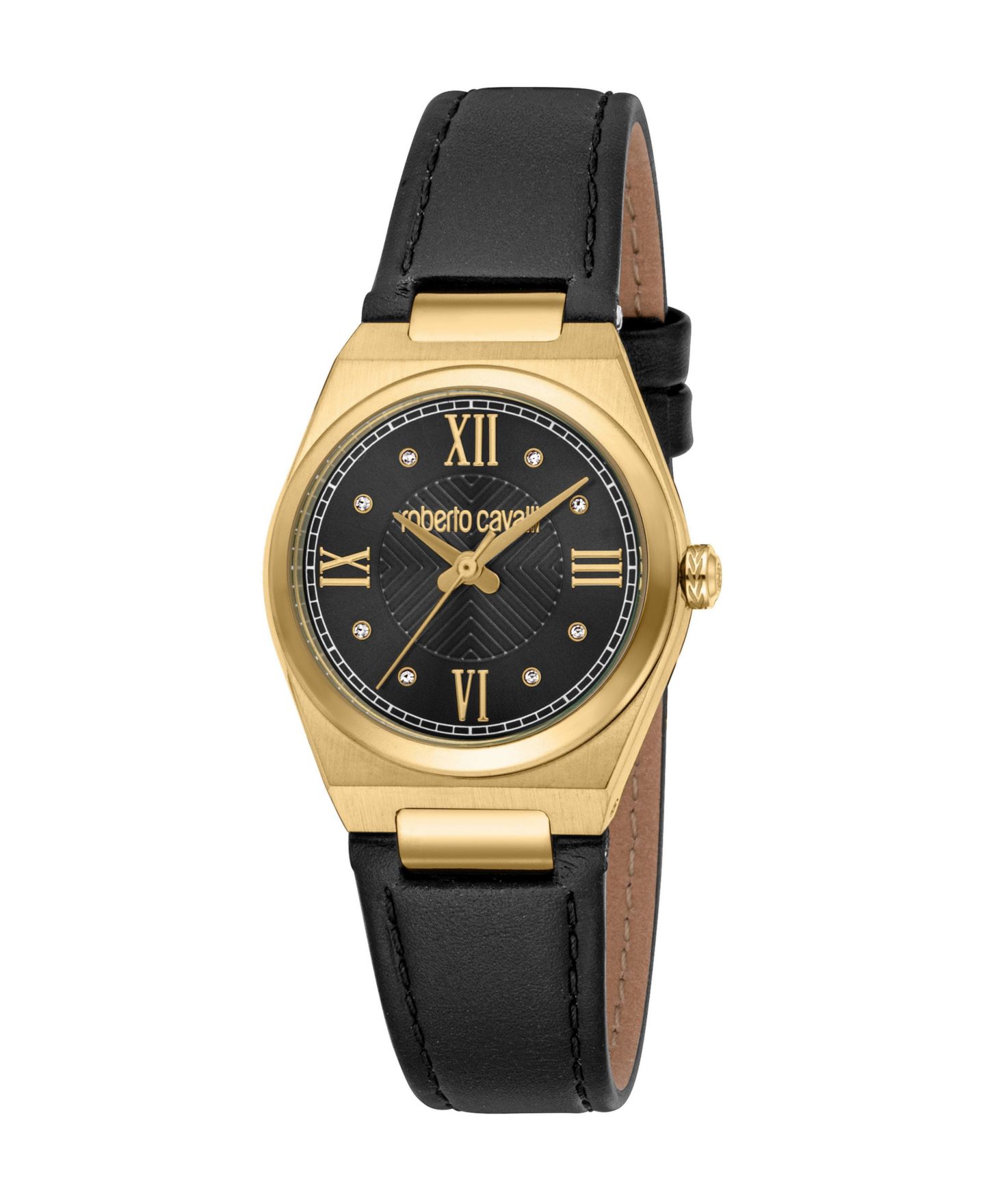 Женские часы Roberto Cavalli Quartz Leather Strap Watch, цвет: Золотой — фото 1