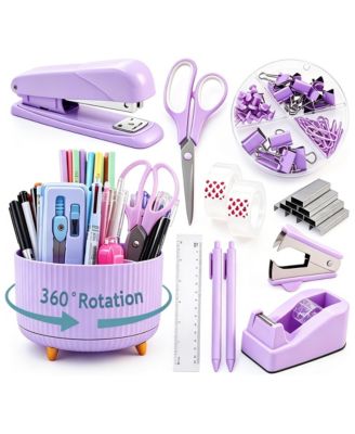 360 Rotating Desk Organizer Set Complete Office Supplies Stationery Kit