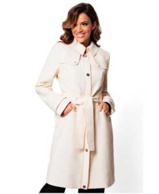 Women's Rea Jacquard Belted Fit-and-Flare Trench Coat