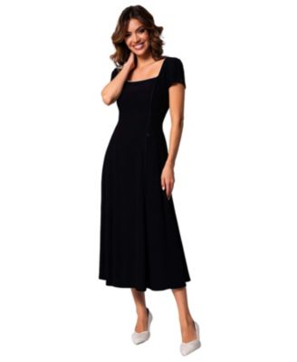 Women's Rina Tailored Square Neck Short-Sleeve Midi Dress