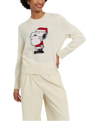 Women's Snoopy Santa Wool-Cashmere Crewneck Sweater