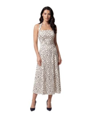 Women's Melissa Polka-Dot Corset A-Line Satin Midi Dress