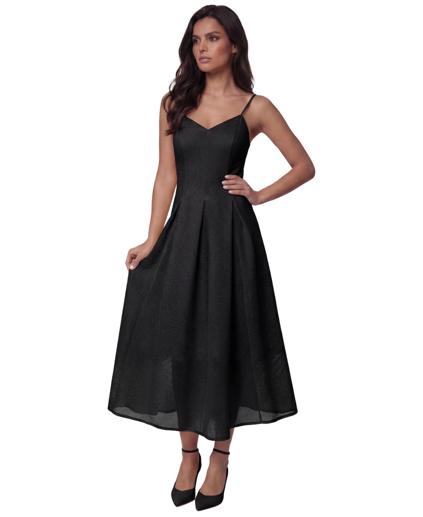 Женское платье Luna Fashion House Nela V-Neck Pleated A-Line Midi — фото 1