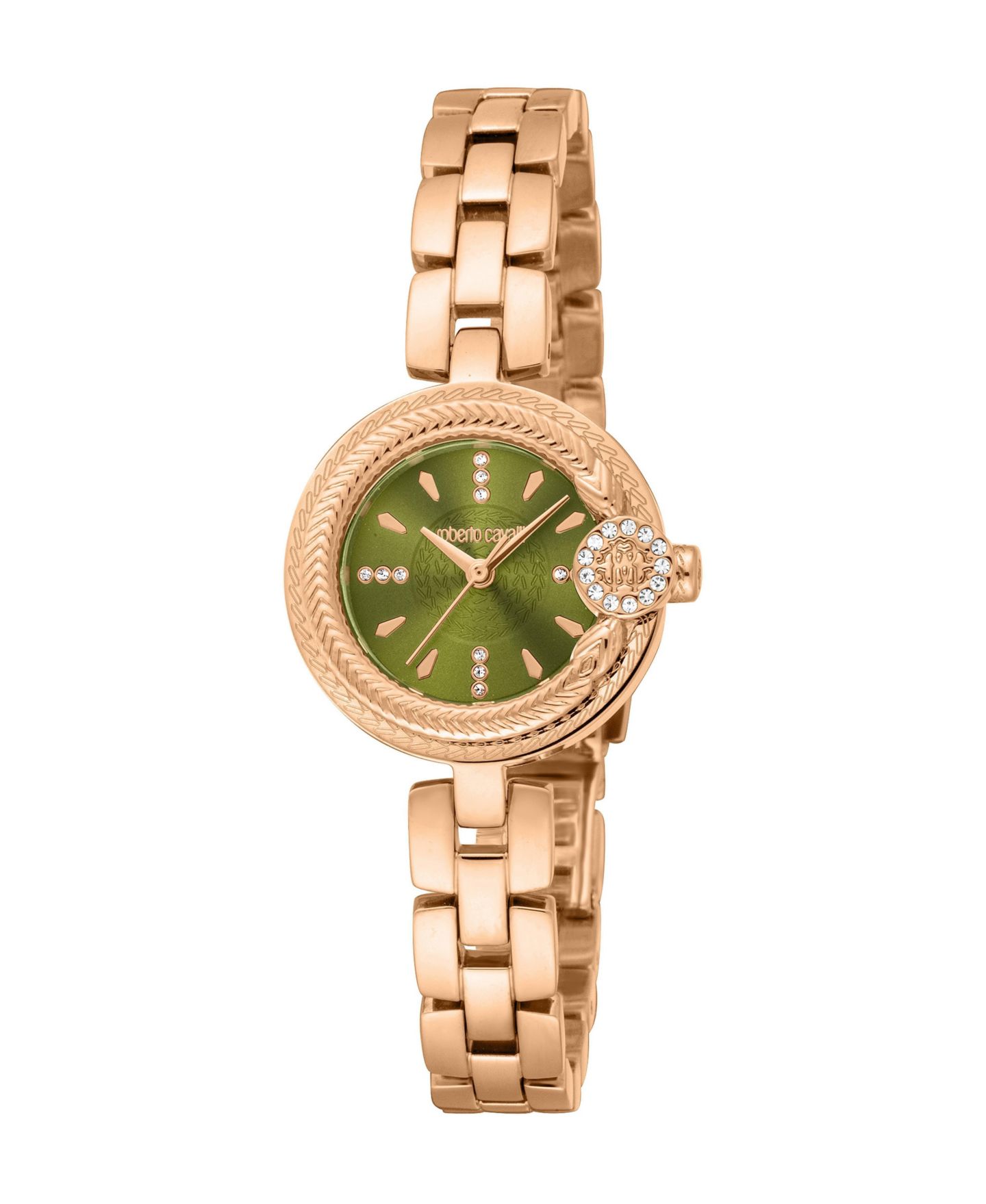 Женские часы Roberto Cavalli Quartz Mini Rose Gold Stainless Steel Bracelet Watch, 26mm, Water-Resistant, цвет: Розовый — фото 1
