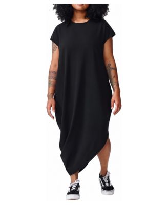 Plus Size Iconic Geneva Asymmetrical-Hem Short-Sleeve Dress