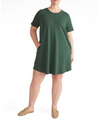 Plus Size Halie Relaxed-Fit High-Low Hem T-Shirt Dress with Pockets