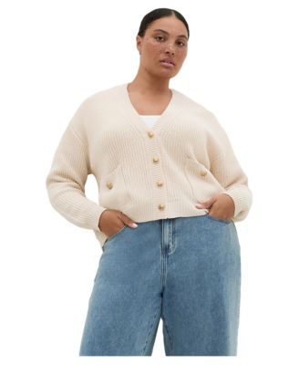 Plus Size Chloe Fisherman's Knit V-Neck Cardigan