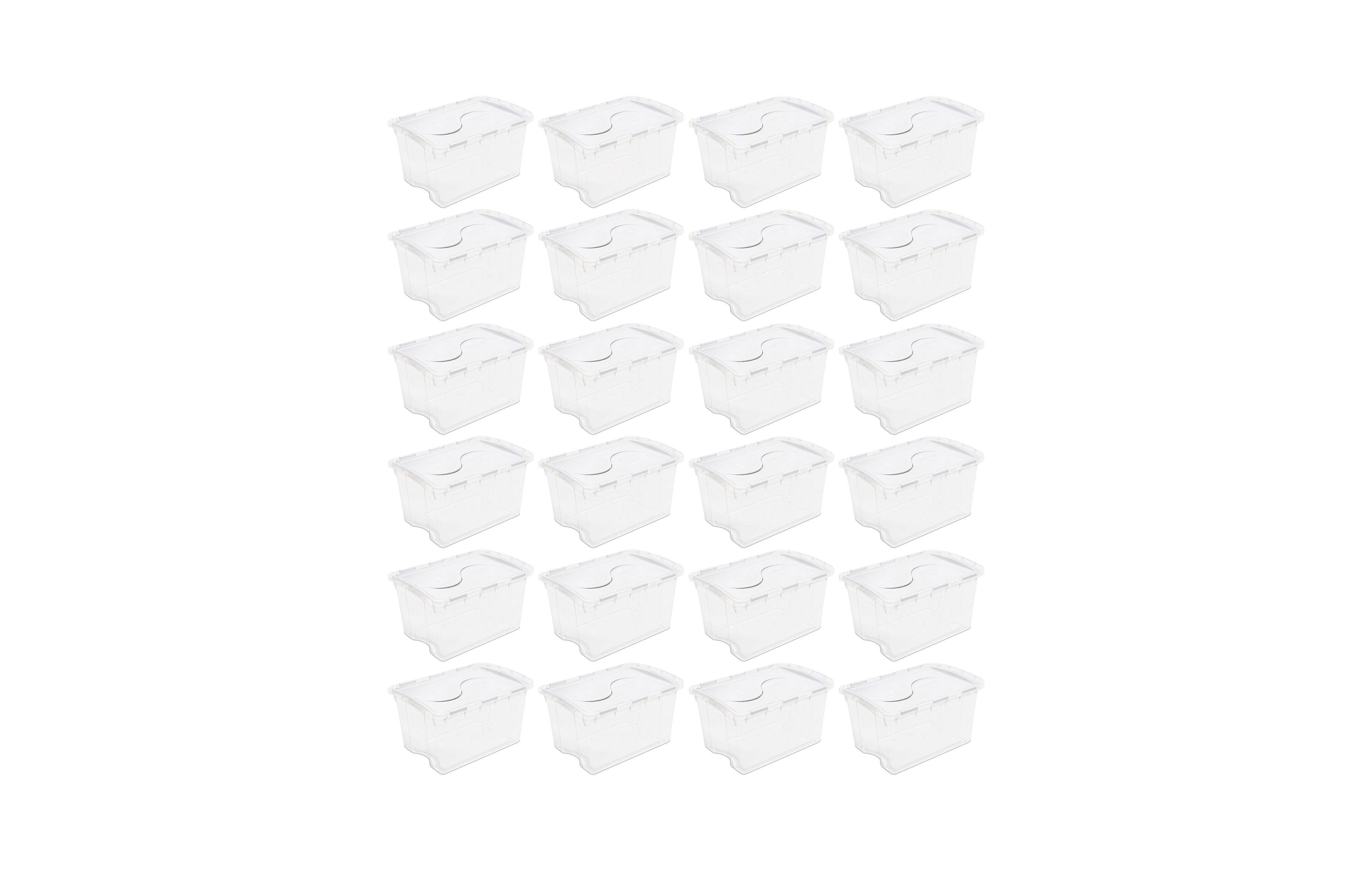Sterilite 48 Qt Hinged Lid Storage Box Plastic Stackable Bin with Lid, 24 Pack