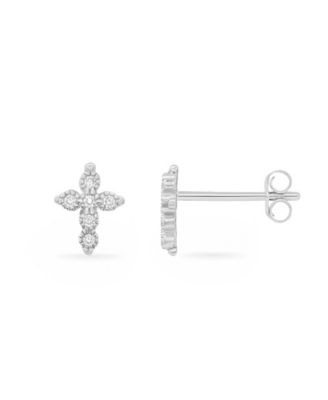 Cubic Zirconia Cross Stud Earrings