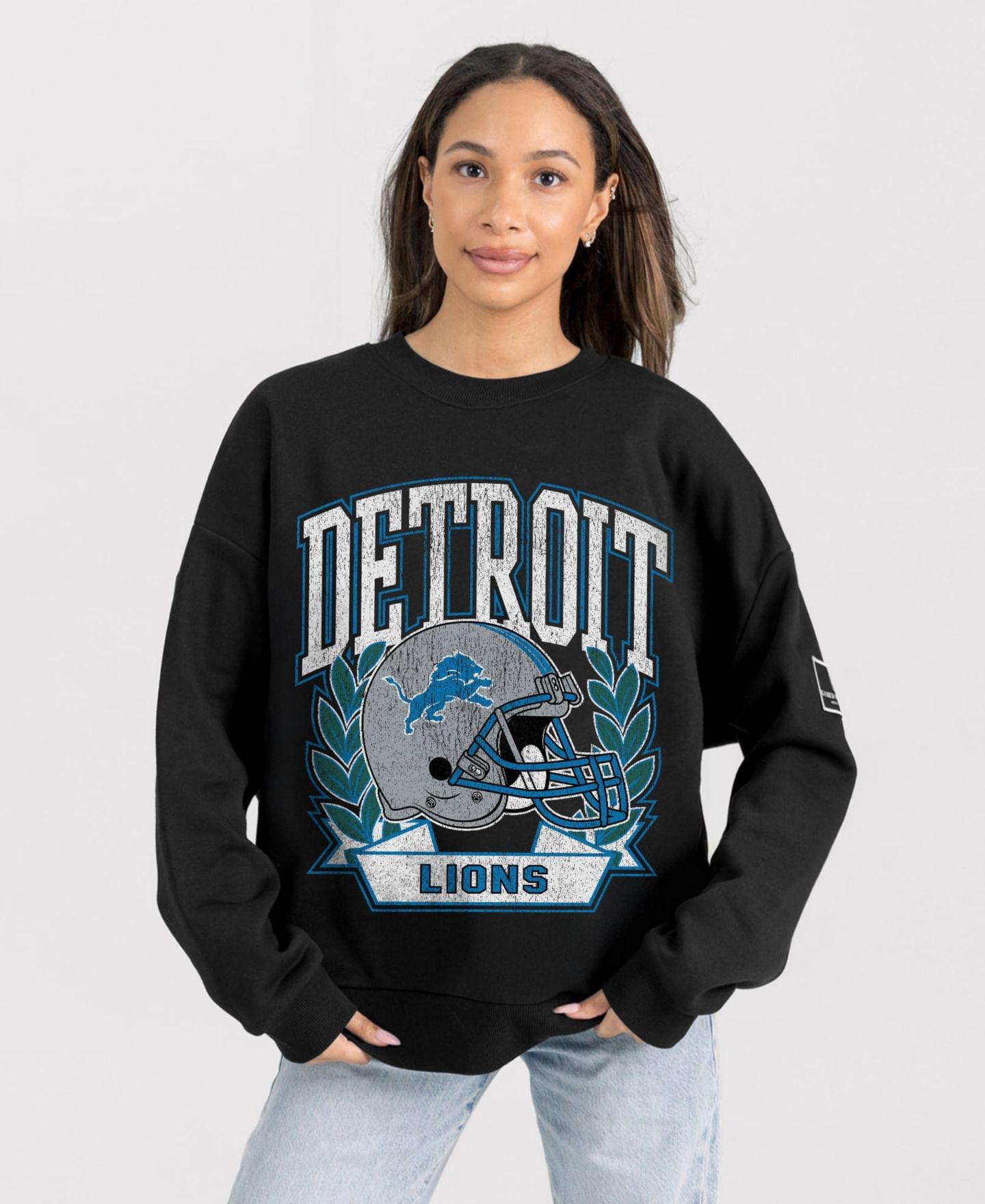 Женская толстовка Gameday Couture Black Detroit Lions Oversized Victory Lane Black Label Premium Fleece — фото 1