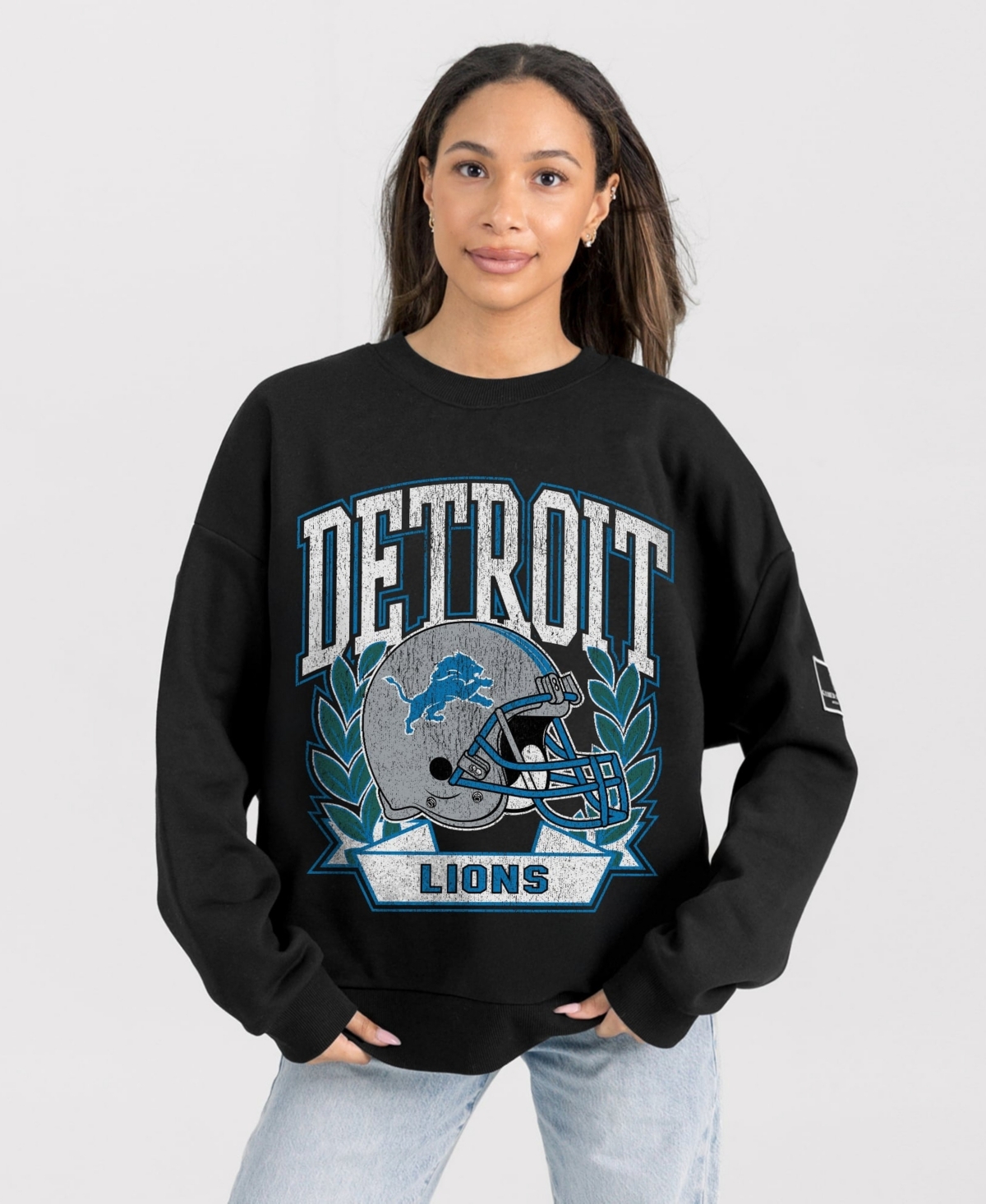 Gameday Couture Women's Black Detroit Lions Oversized Victory Lane Black Label Premium Fleece Sweatshirt - Black