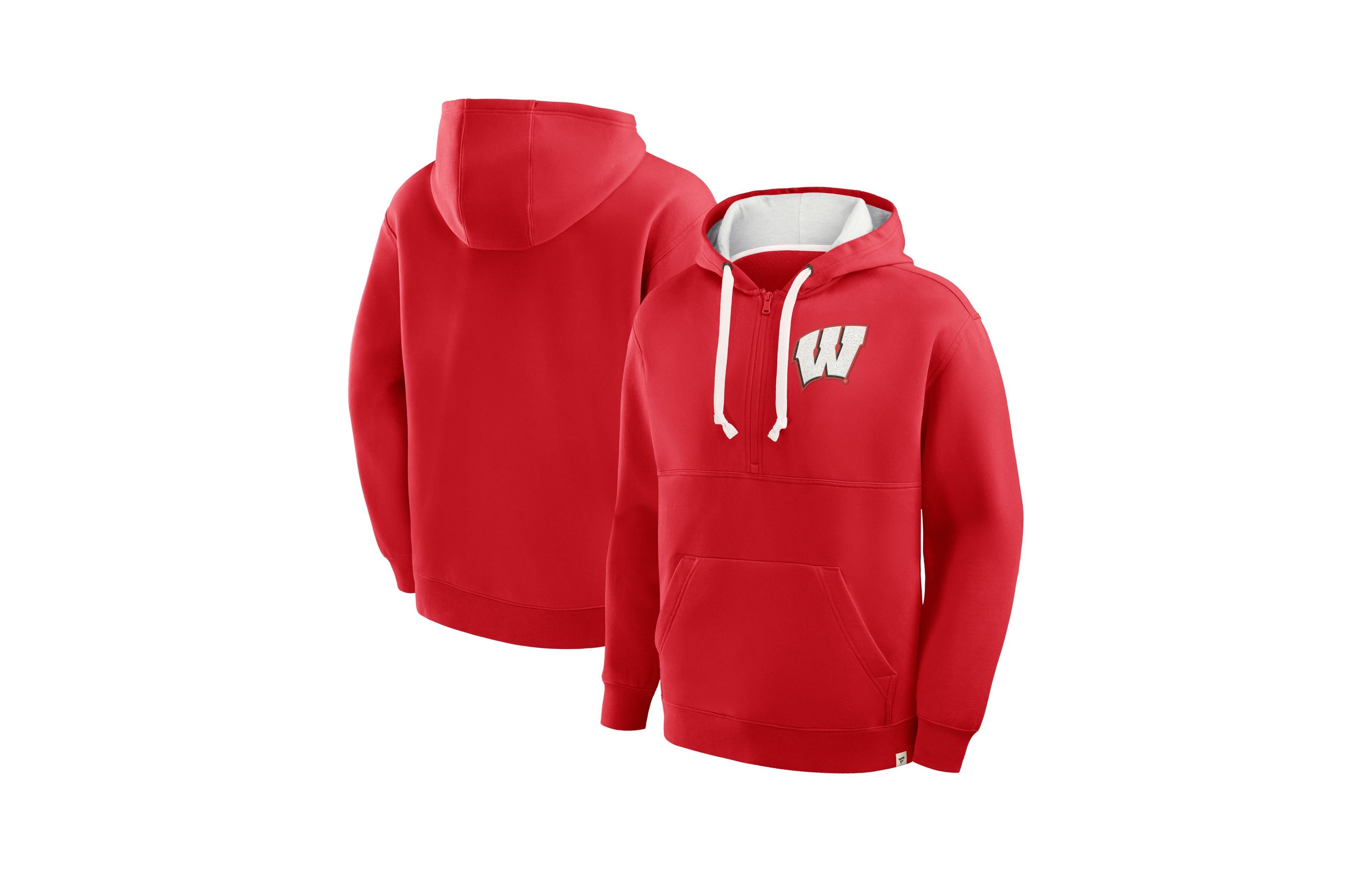 Fanatics Men's Red Wisconsin Badgers Hometown Premium Rise And Conquer Half-Zip Hoodie