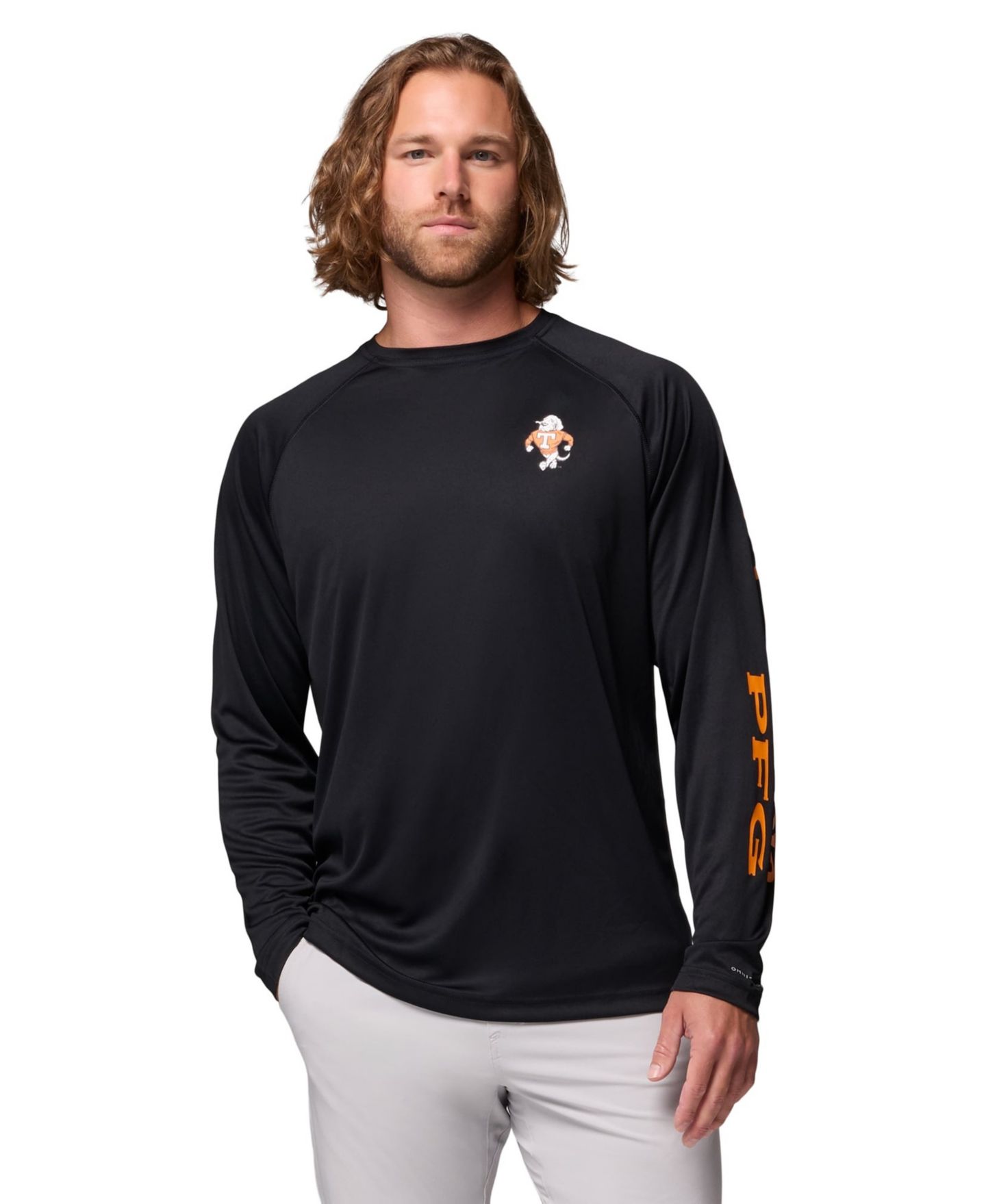 Мужская футболка Columbia Charcoal Tennessee Volunteers Terminal Tackle Omni-Shade Raglan Long-Sleeve — фото 1