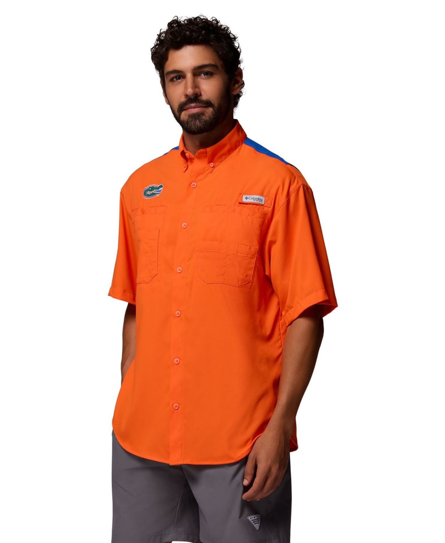 Мужская рубашка Columbia Orange Florida Gators Tamiami Colorblock Omni-Shade Button-Down — фото 3