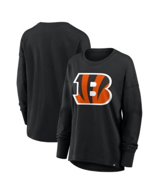 Women's Black Cincinnati Bengals Relaxed Hip Essential Long-Sleeve T-Shirt