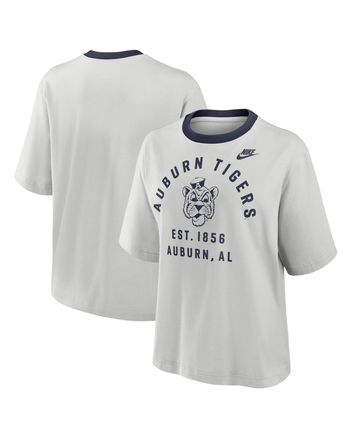 Nike Women's Gray Auburn Tigers Legacy Arch Script Boxy T-Shirt - Gray, Navy