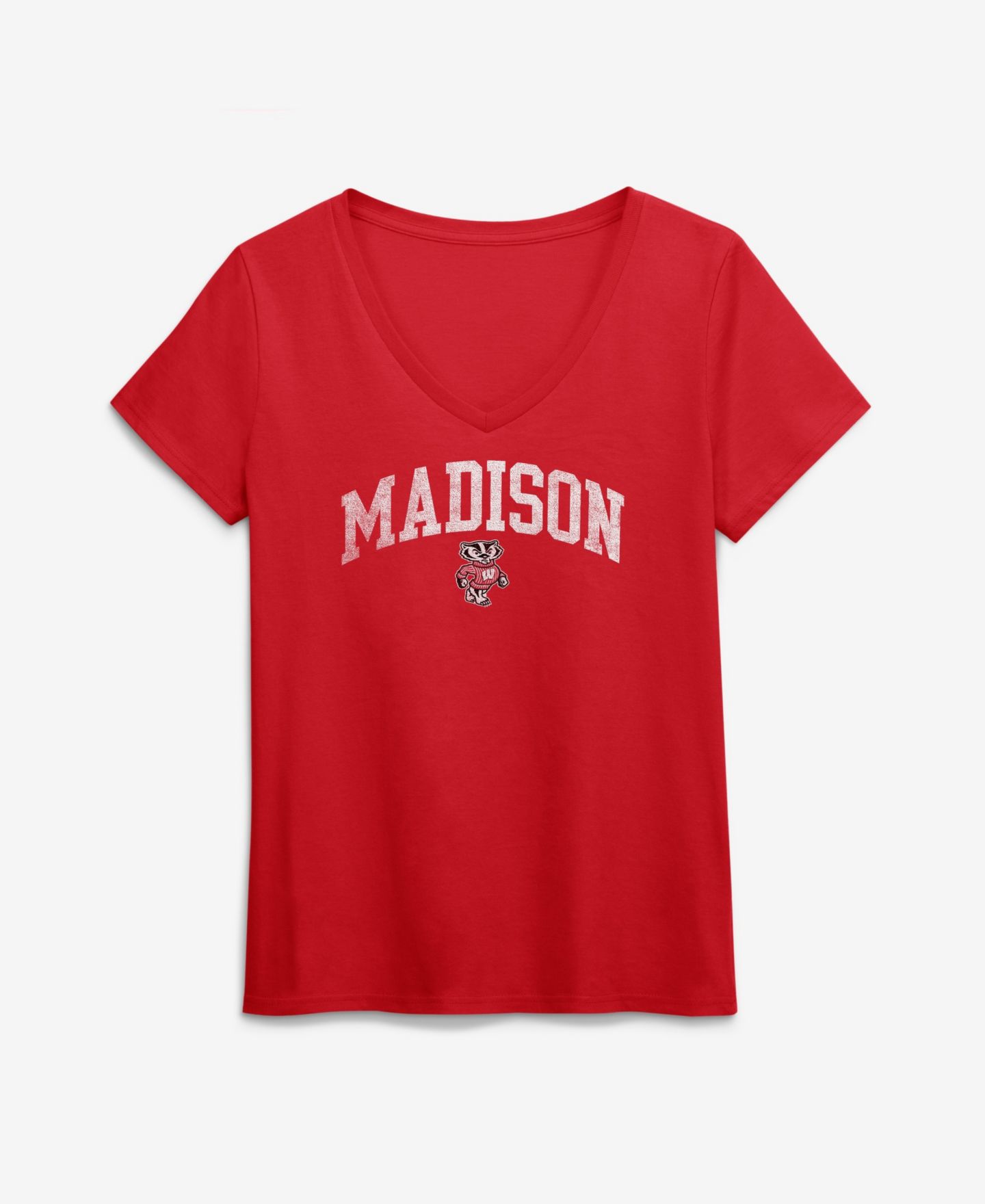 Женская футболка Logo Athletic Red Wisconsin Badgers Team V-Neck — фото 1