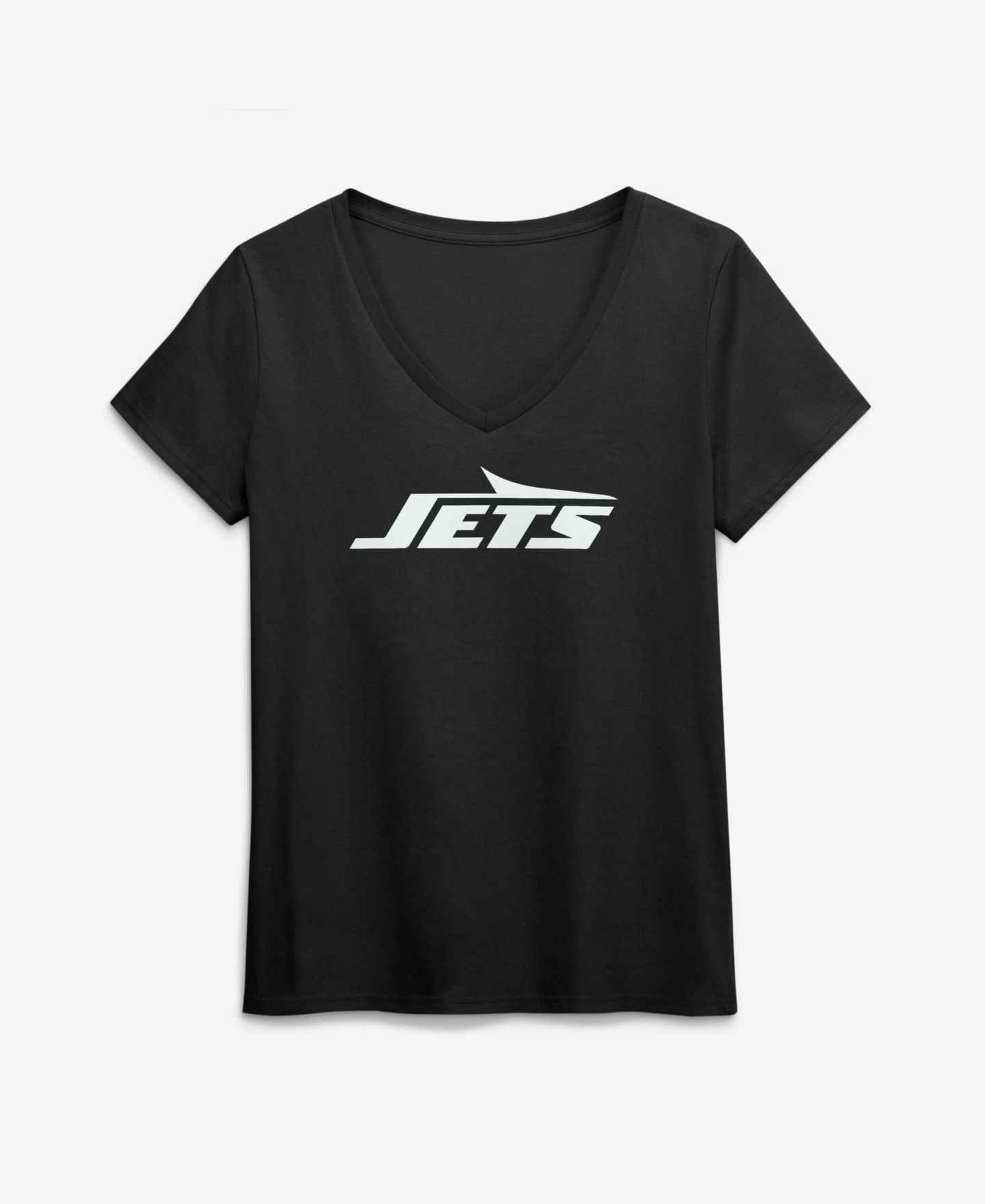 Женская футболка Logo Athletic Black New York Jets Primary Logo V-Neck — фото 1
