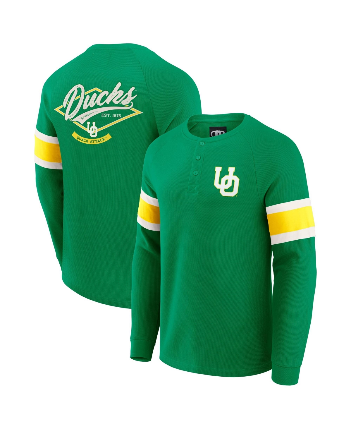 Darius Rucker Collection By Fanatics Men's Green Oregon Ducks Waffle-Knit Raglan Long-Sleeve Henley T-Shirt - Green