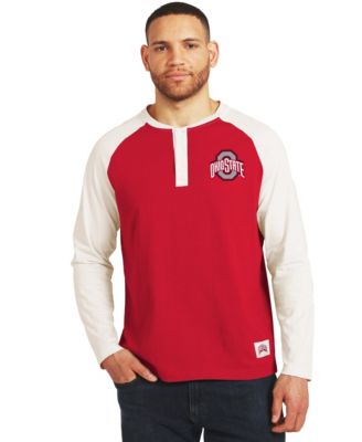 Men's Scarlet/Cream Ohio State Buckeyes Henley Long-Sleeve T-Shirt