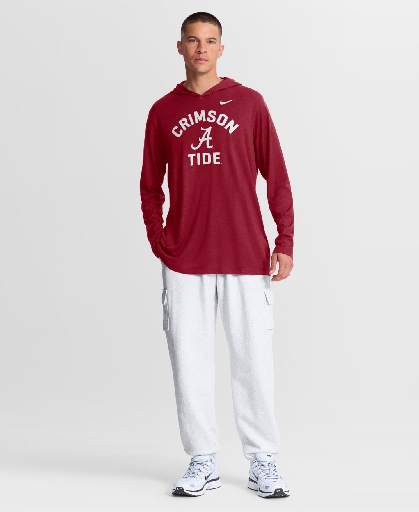 Мужская футболка Nike Crimson Alabama Crimson Tide Primetime Arch Tri-Blend Dri-FIT Long-Sleeve Hooded — фото 4