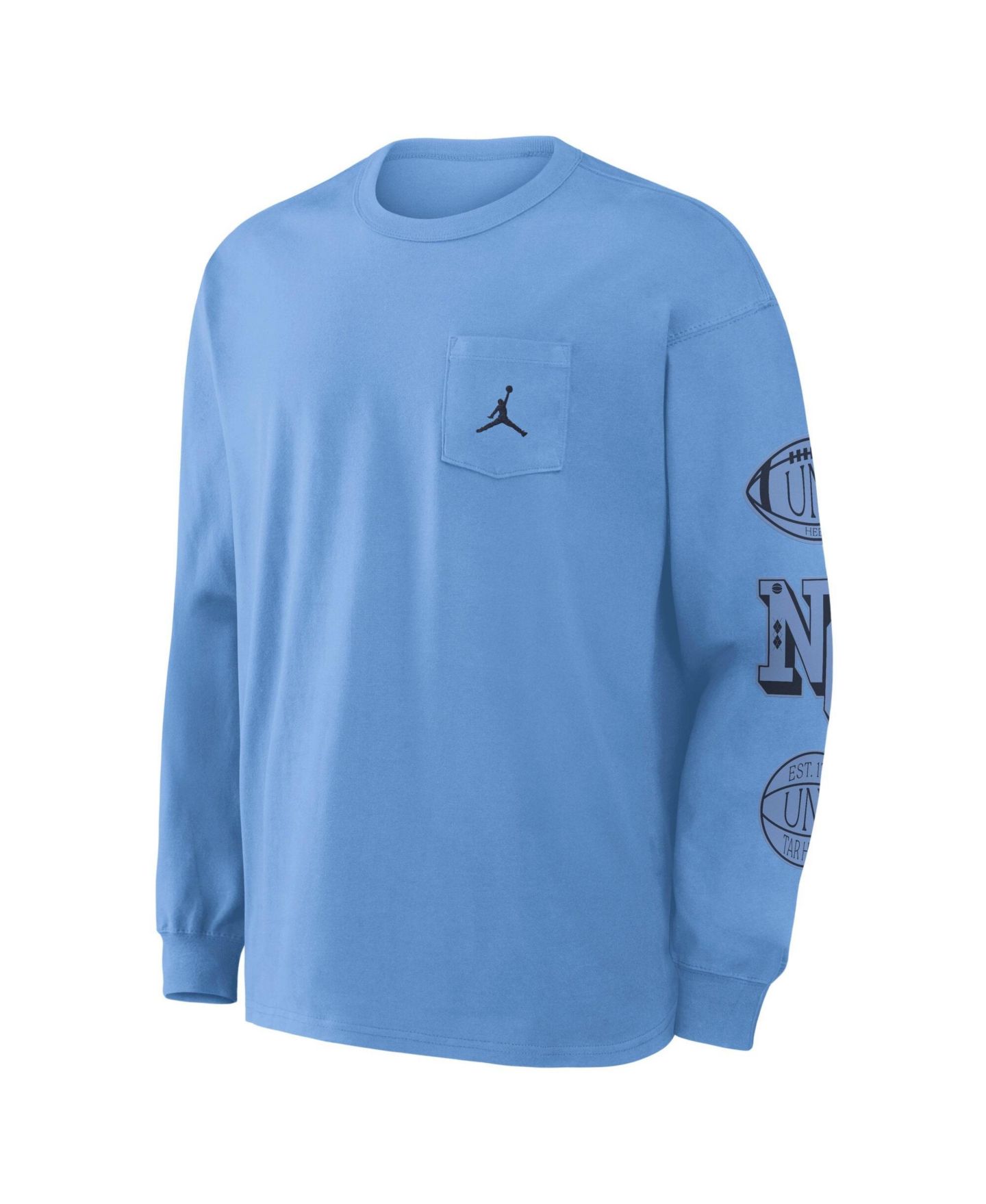 Мужские футболки Jordan Carolina Blue North Carolina Tar Heels Academic Long-Sleeve Pocket — фото 4