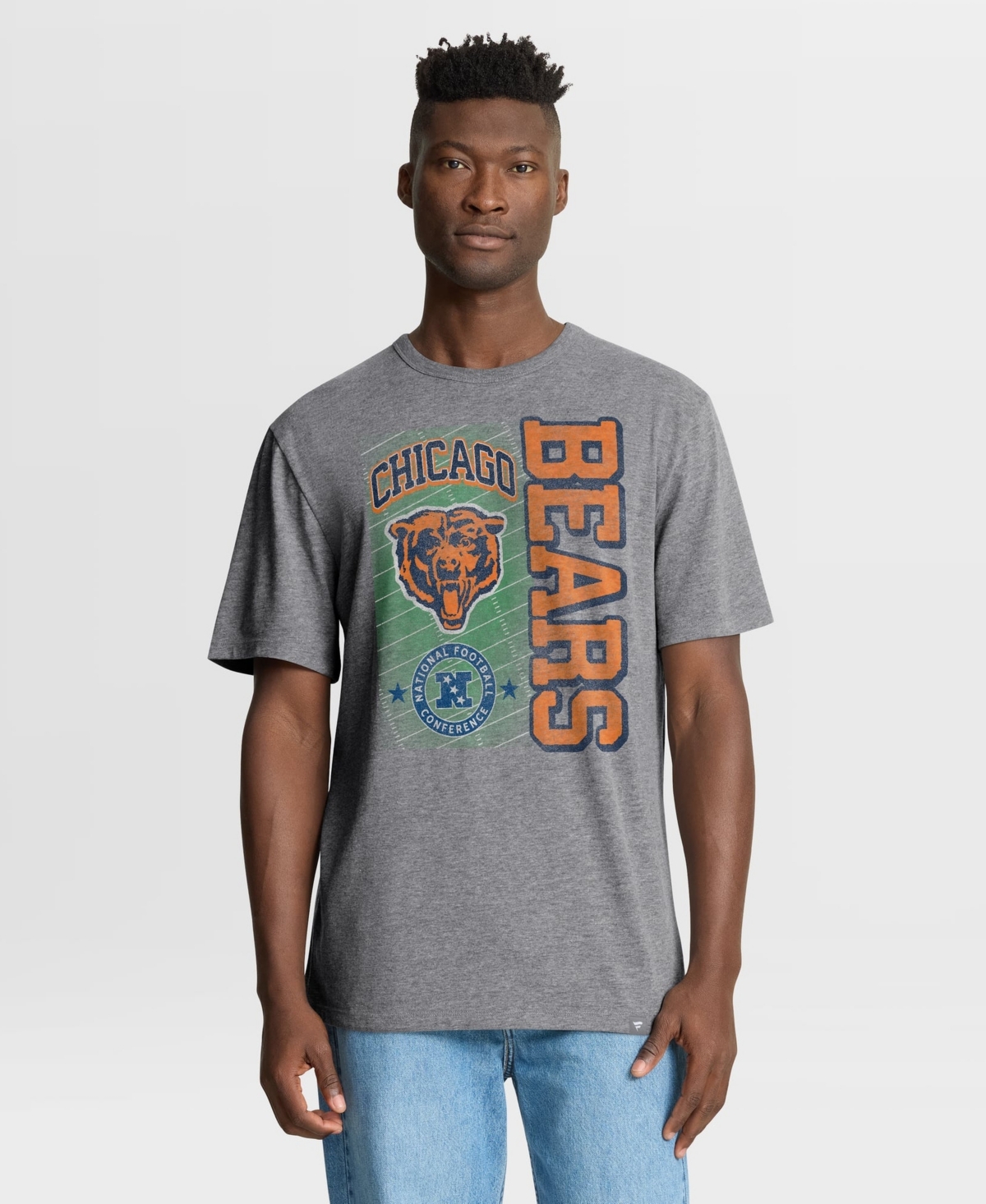 Fanatics Men's Heather Gray Chicago Bears Tribute Direct Handoff Tri-Blend T-Shirt - Heather Gray