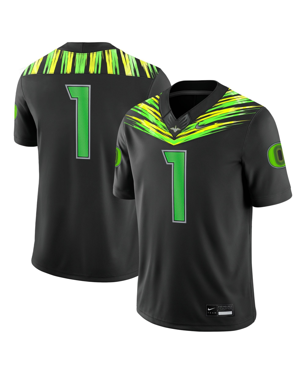 Nike Men's 1 Black Oregon Ducks Origin of Speed Game Jersey - Black