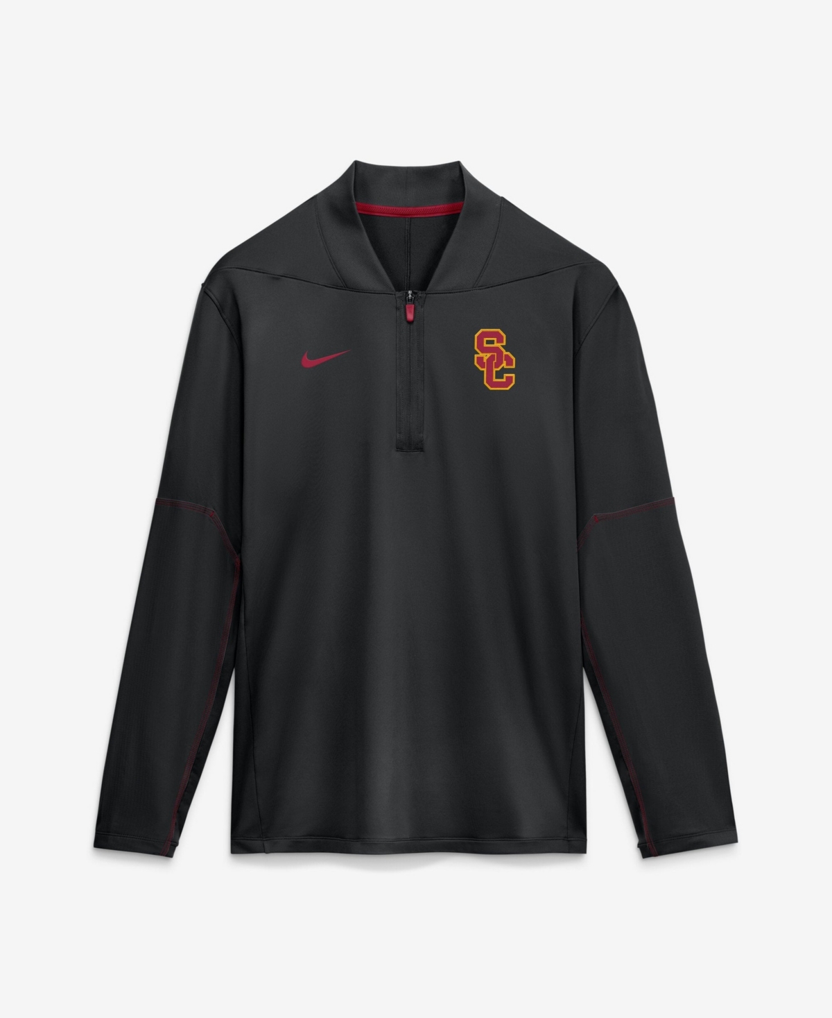 Nike Men's Black Usc Trojans 2026 Sideline Midweight Half-Zip Dri-fit Pullover - Black, Crimson