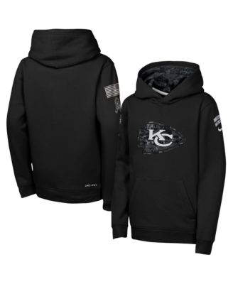 Big Boys' and Girls' Black Kansas City Chiefs 2026 Salute to Service Club Fleece Pullover Hoodie