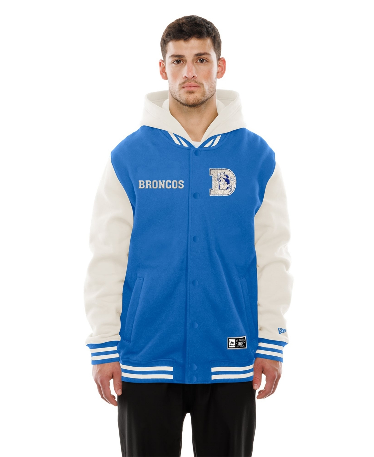 New Era Men's Royal/Cream Denver Broncos Full-Snap Fleece Hooded Jacket - Royal, Cream