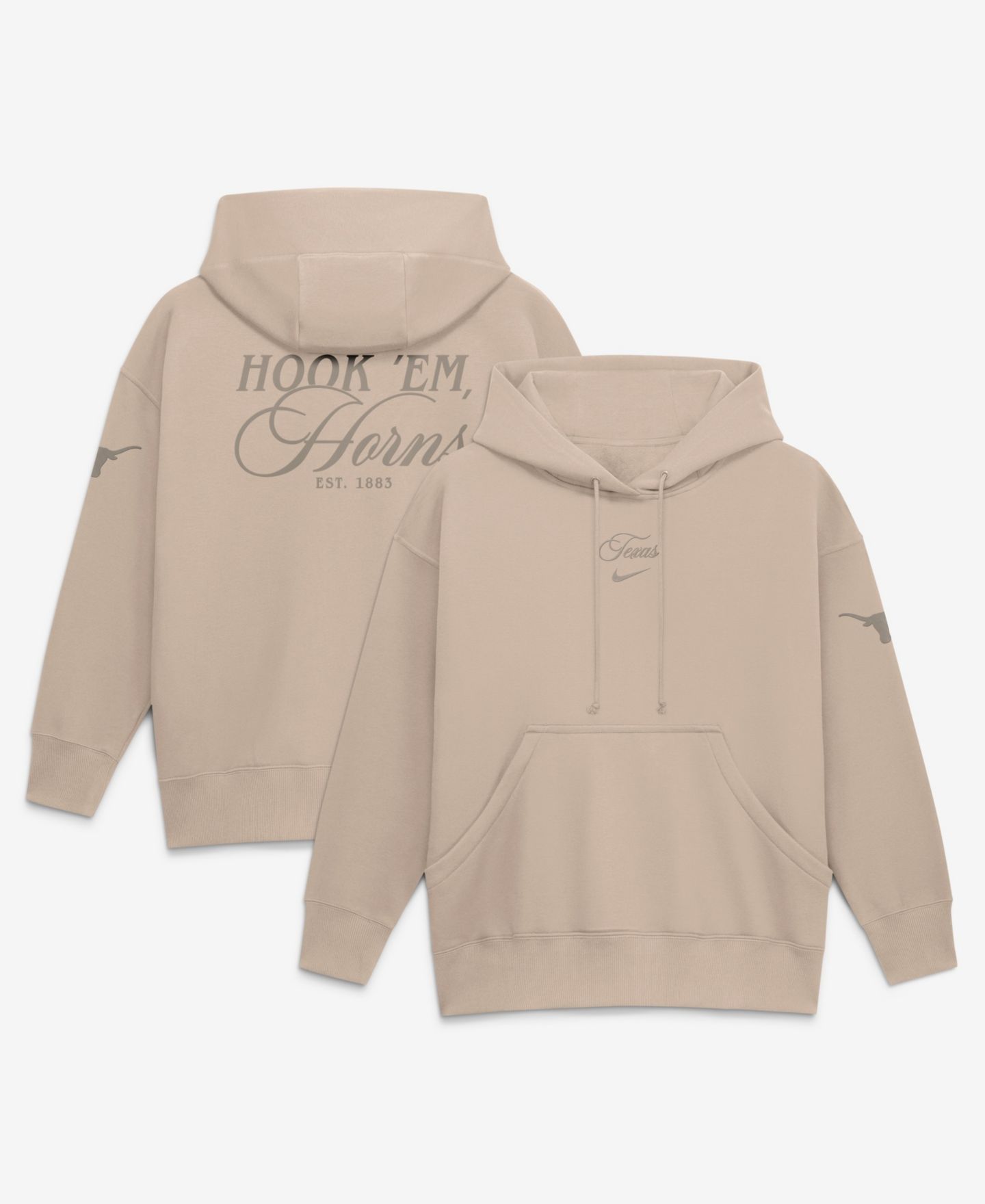 Женское худи Nike Tan Texas Longhorns Neutral Stance Phoenix Fleece Oversized — фото 1