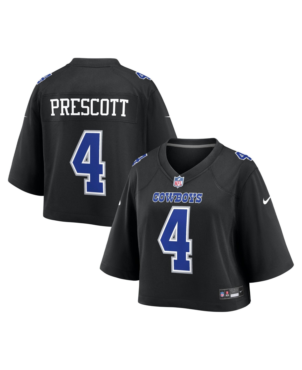 Nike Women's Dak Prescott Black Dallas Cowboys Cropped Fashion Game Jersey - Black