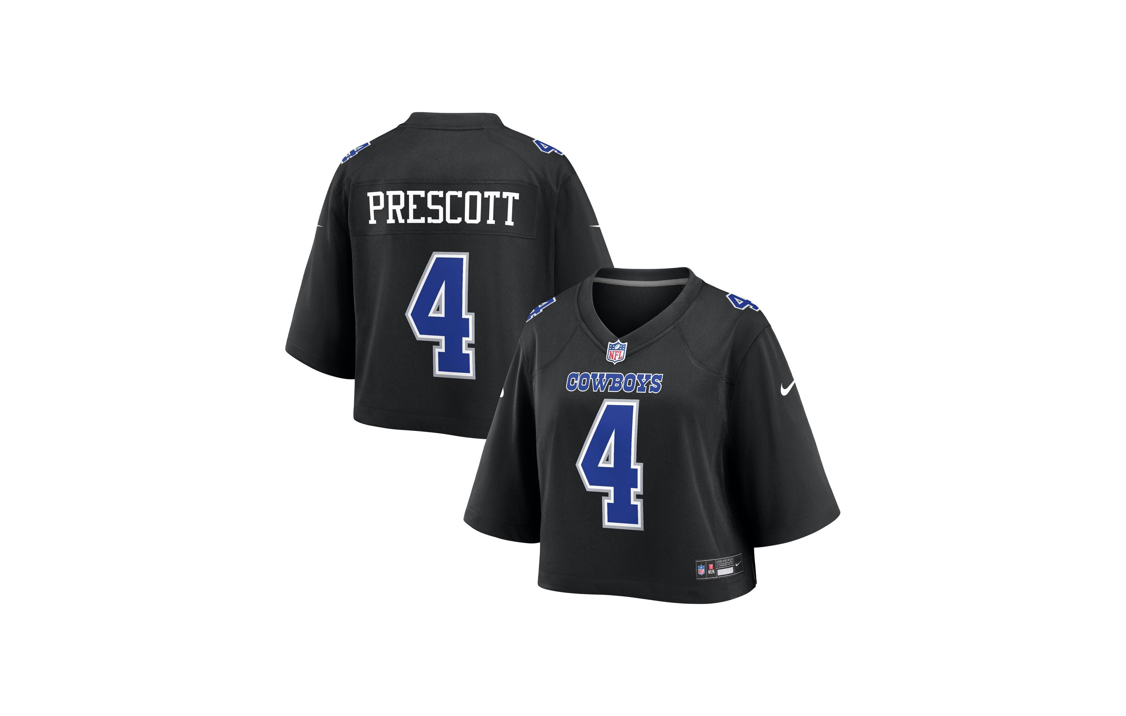 Nike Women's Dak Prescott Black Dallas Cowboys Cropped Fashion Game Jersey