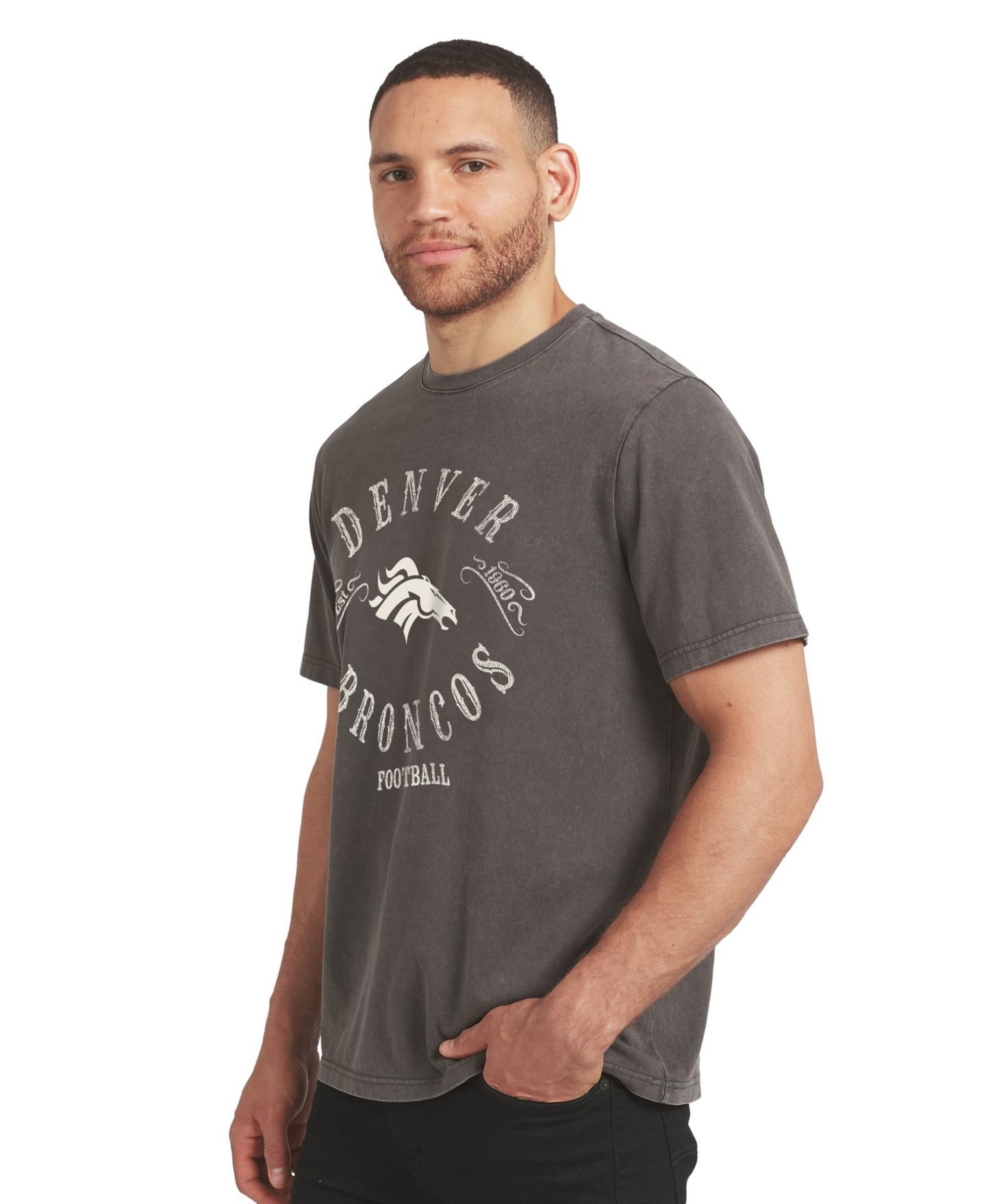Мужская футболка Darius Rucker Collection By Fanatics Charcoal Denver Broncos Washed — фото 3