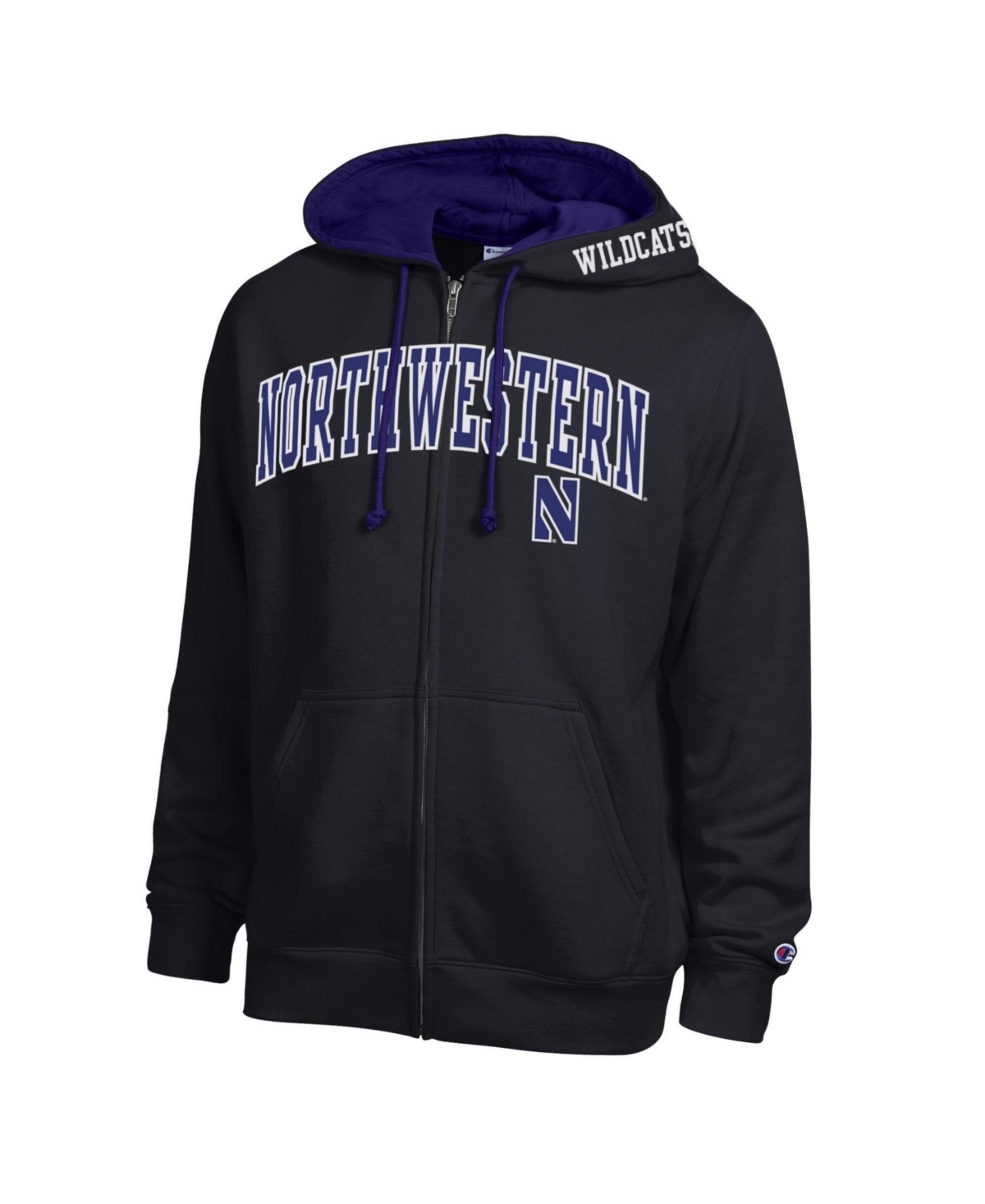 Champion Men's Black Northwestern Wildcats Arch Logo Full-Zip Fleece Hoodie - Black