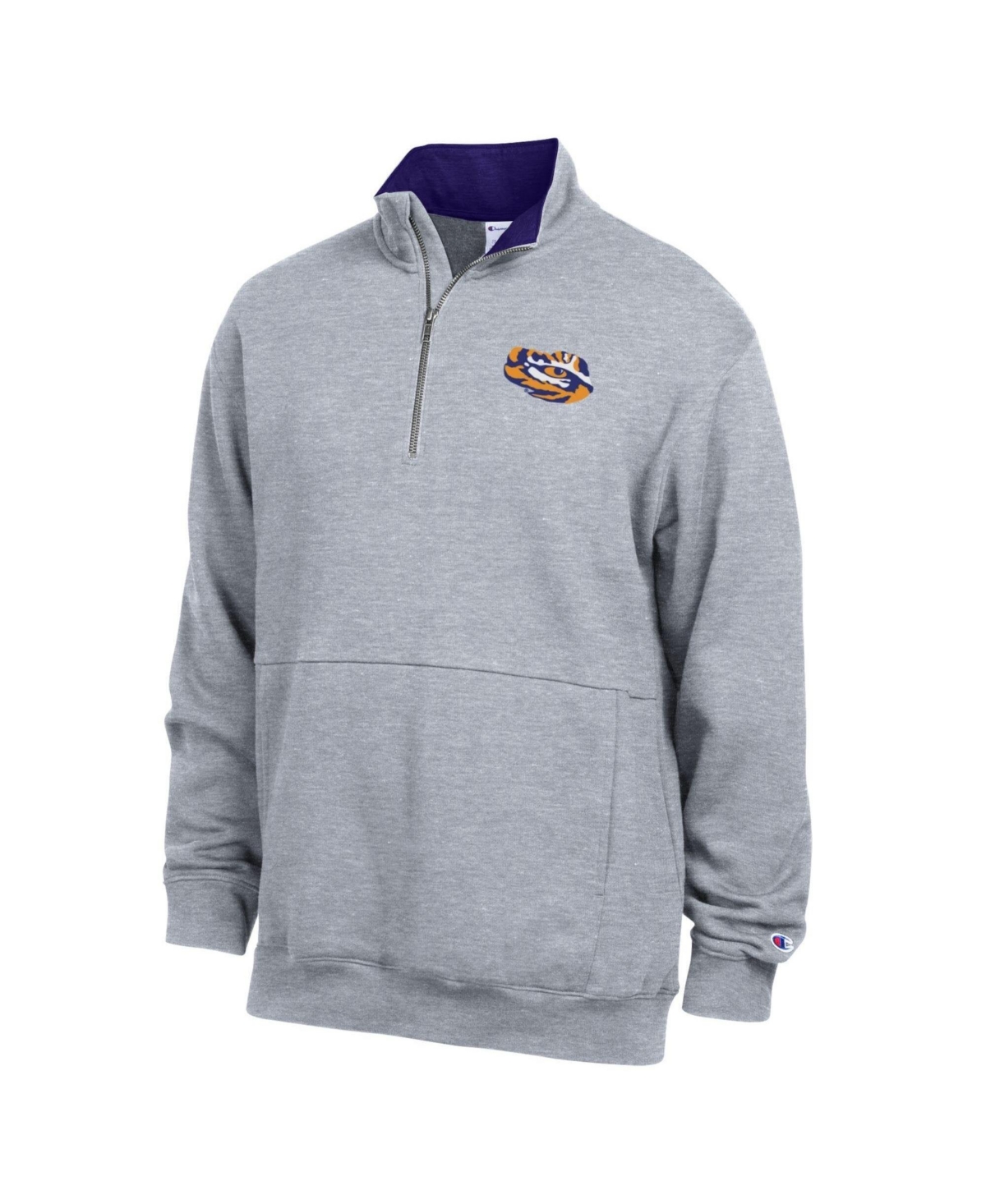 Champion Men's Heather Gray Lsu Tigers Fleece Quarter-Zip Pullover - Heather Gray