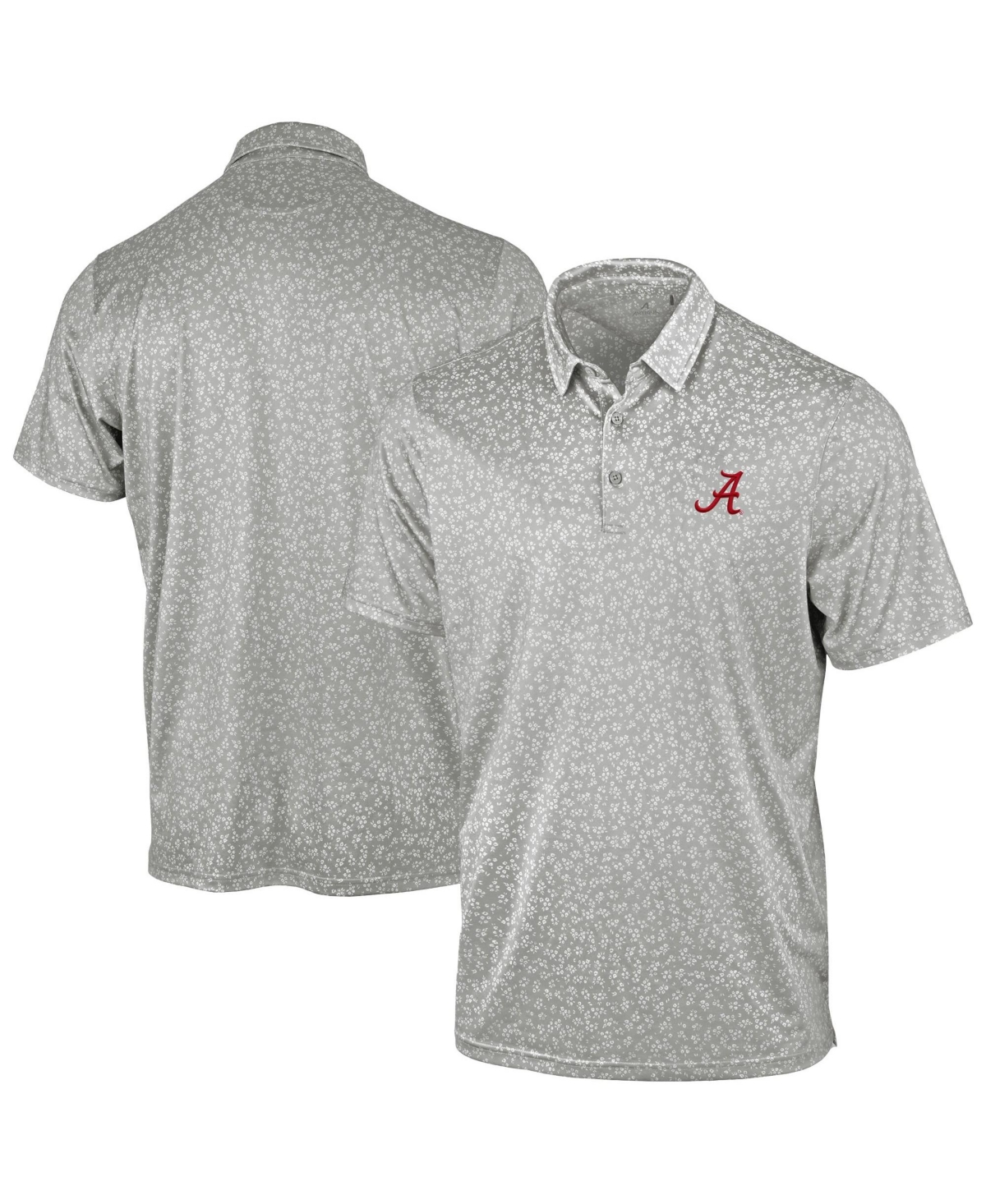 Antigua Men's Gray Alabama Crimson Tide Mono Floral Polo Shirt - Gray