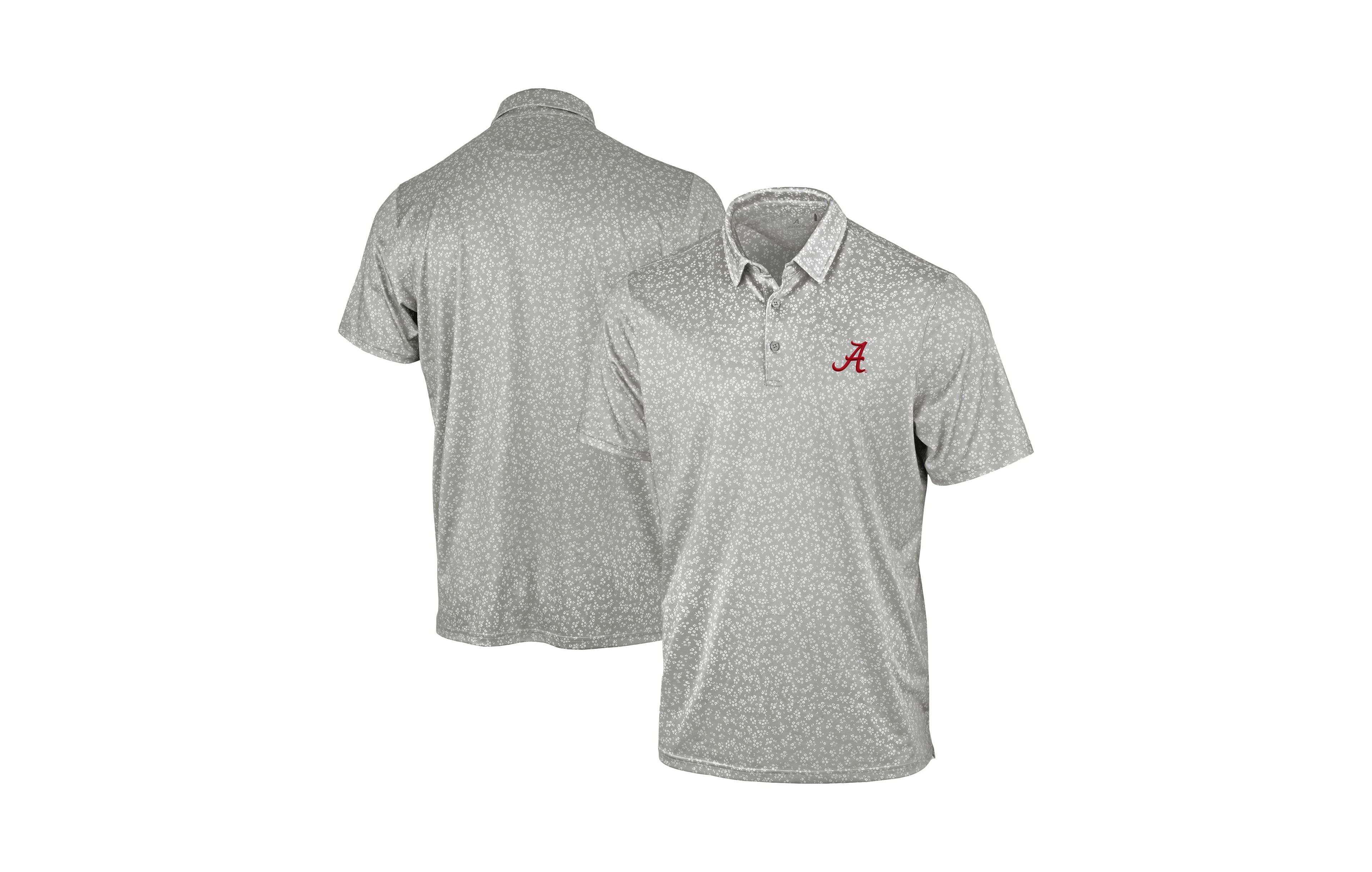 Antigua Men's Gray Alabama Crimson Tide Mono Floral Polo Shirt