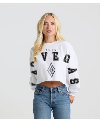 Women's White Las Vegas Aces Spirit Jersey Cropped Crew Neck Sweatshirt